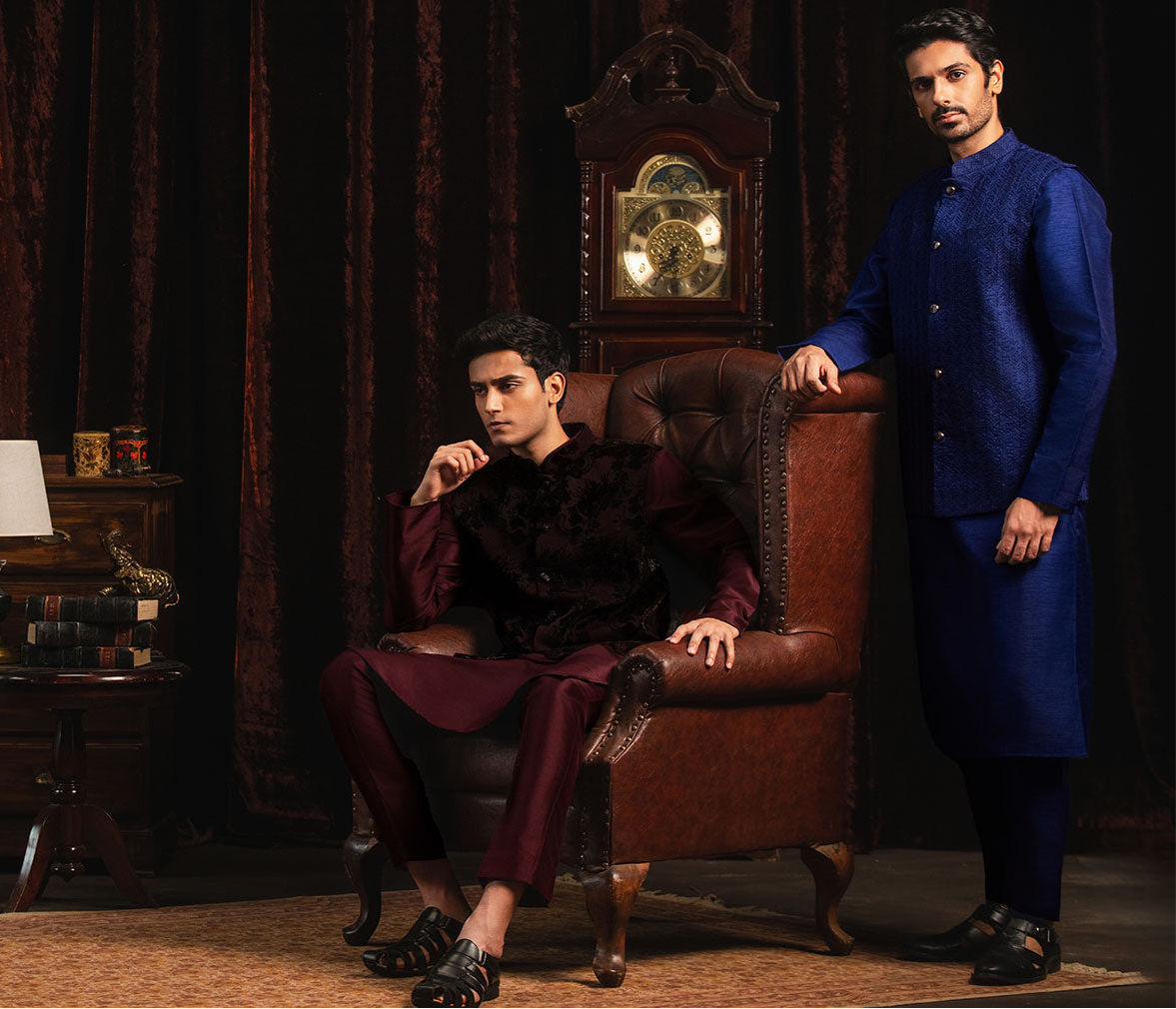 Two men fashioned in Indian ethnic wear