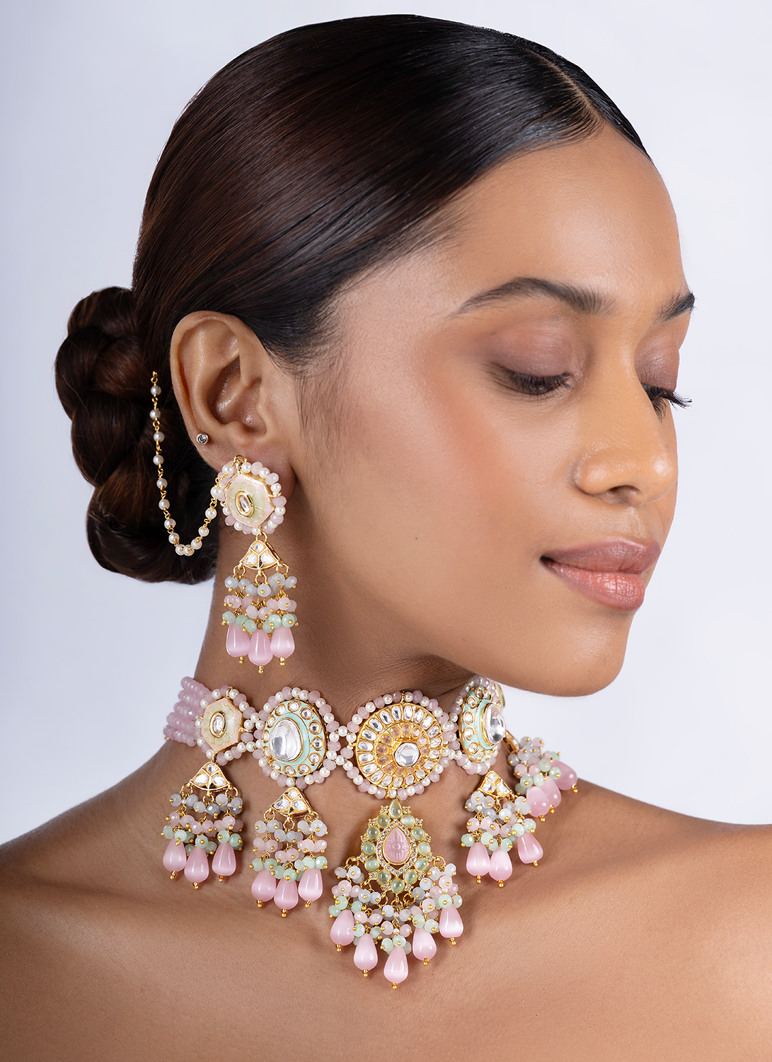 Pastel Meenakari Choker Set