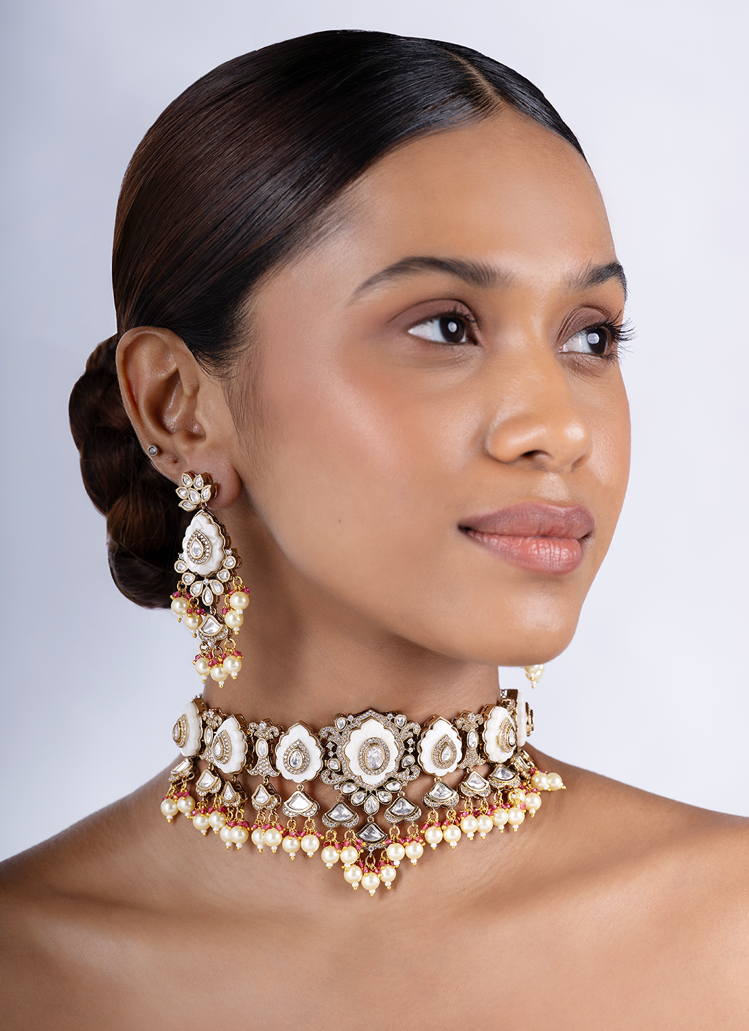 Ivory Meenakari and Pearl Necklace Set