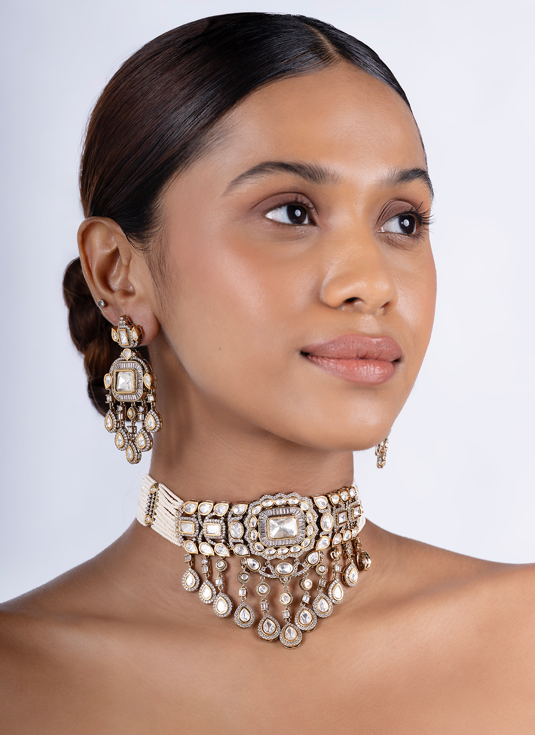 Silver Moissanite Choker Set