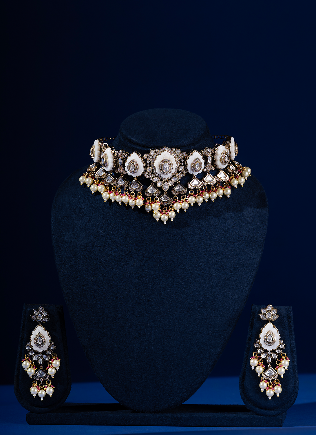 Ivory Meenakari and Pearl Necklace Set