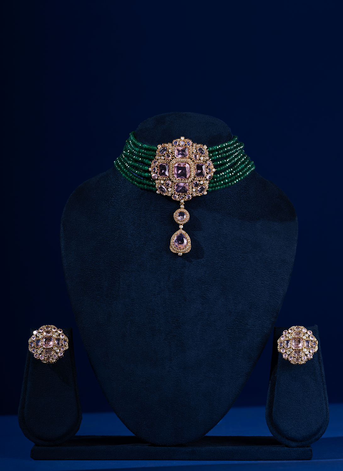 Emerald Green Beaded Choker Set