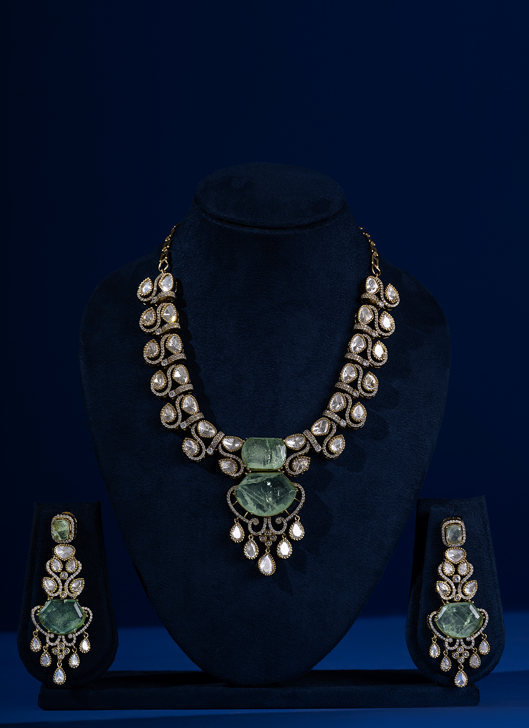 Seafoam Green and Moissanite Necklace Set
