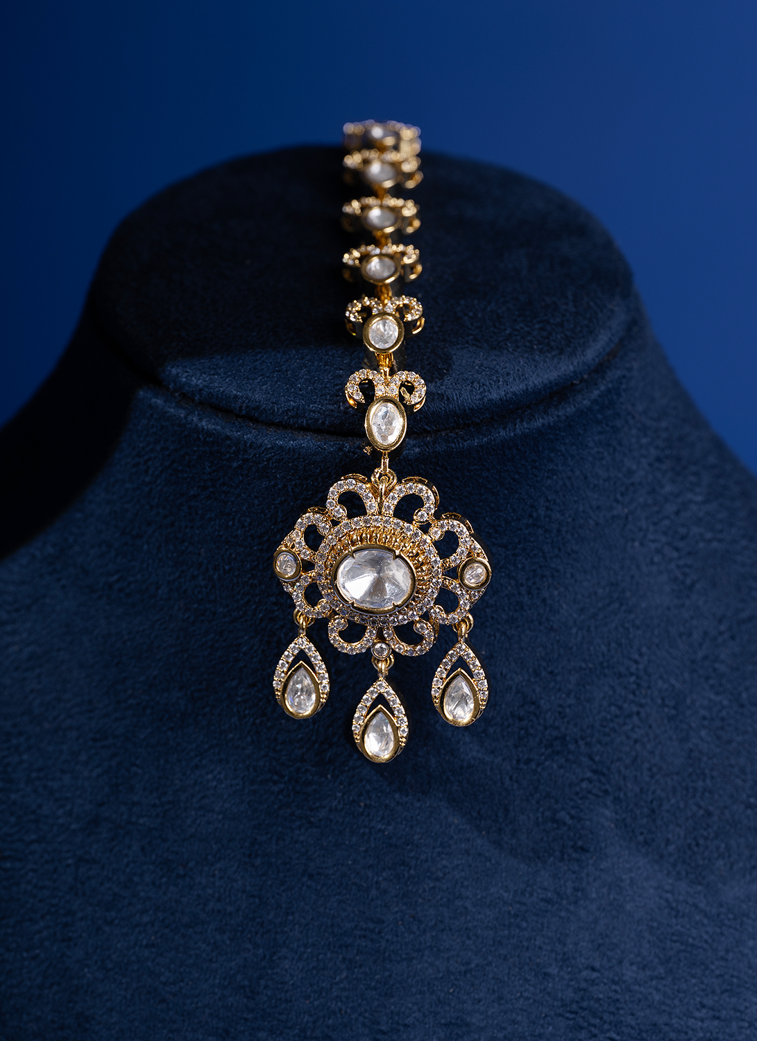 Gold and Moissanite Mala Necklace Set