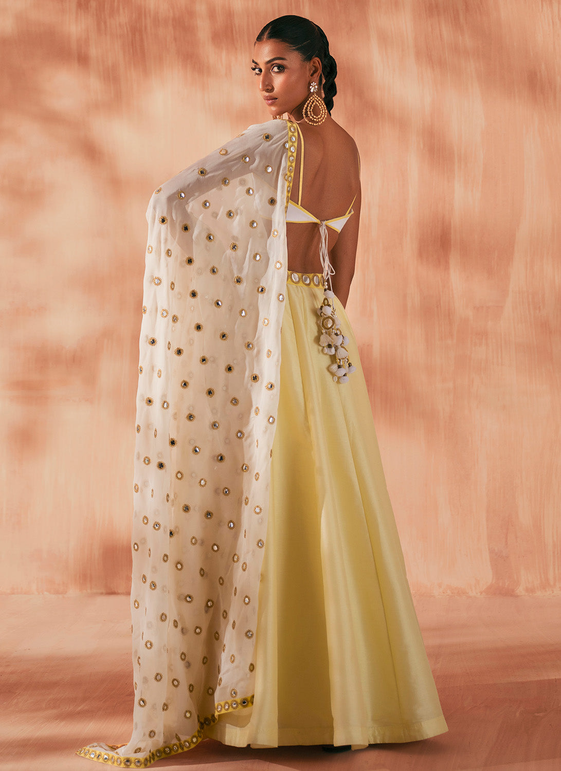 Soft Yellow Embroidered Silk Lehenga
