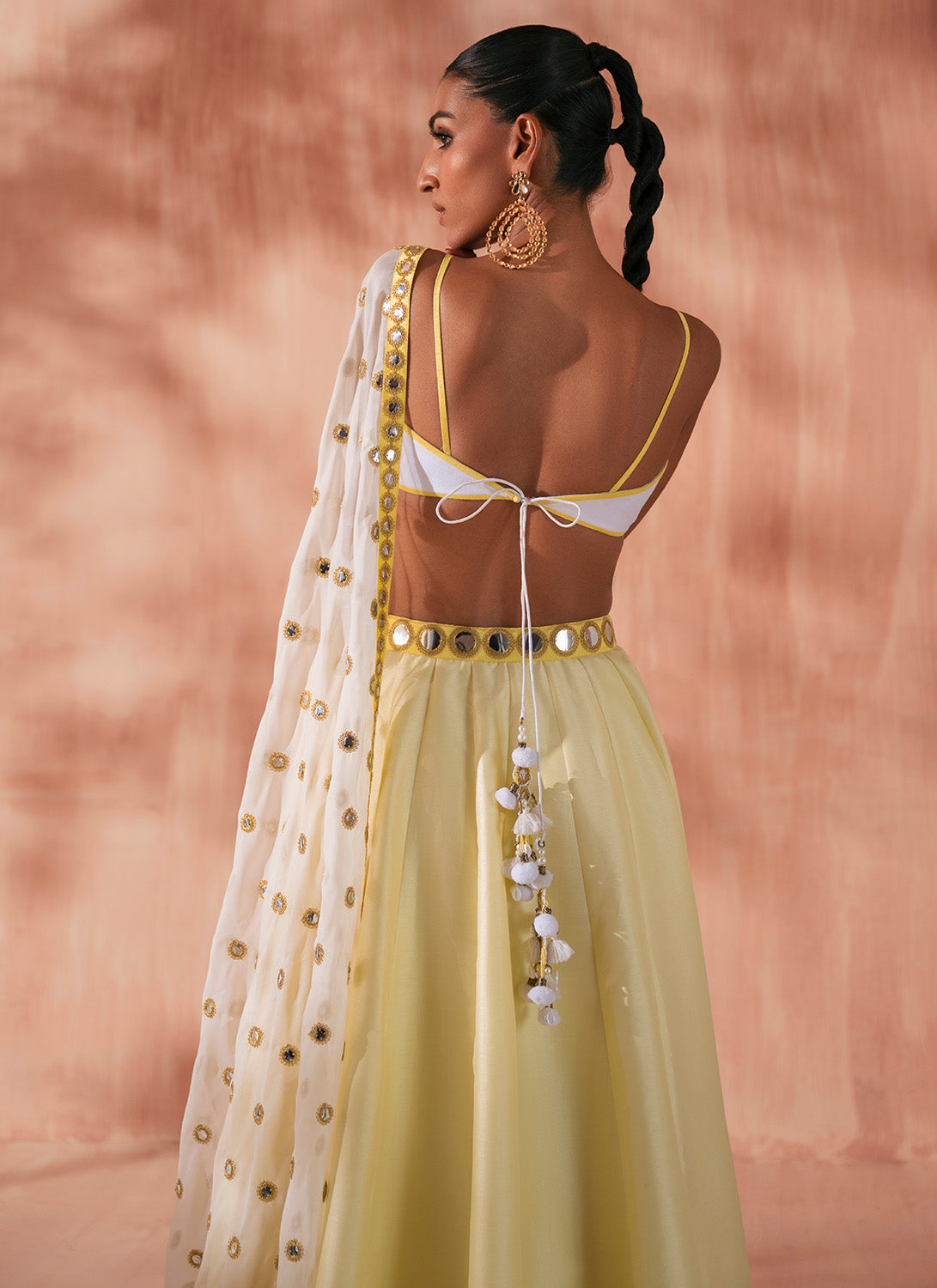 Soft Yellow Embroidered Silk Lehenga