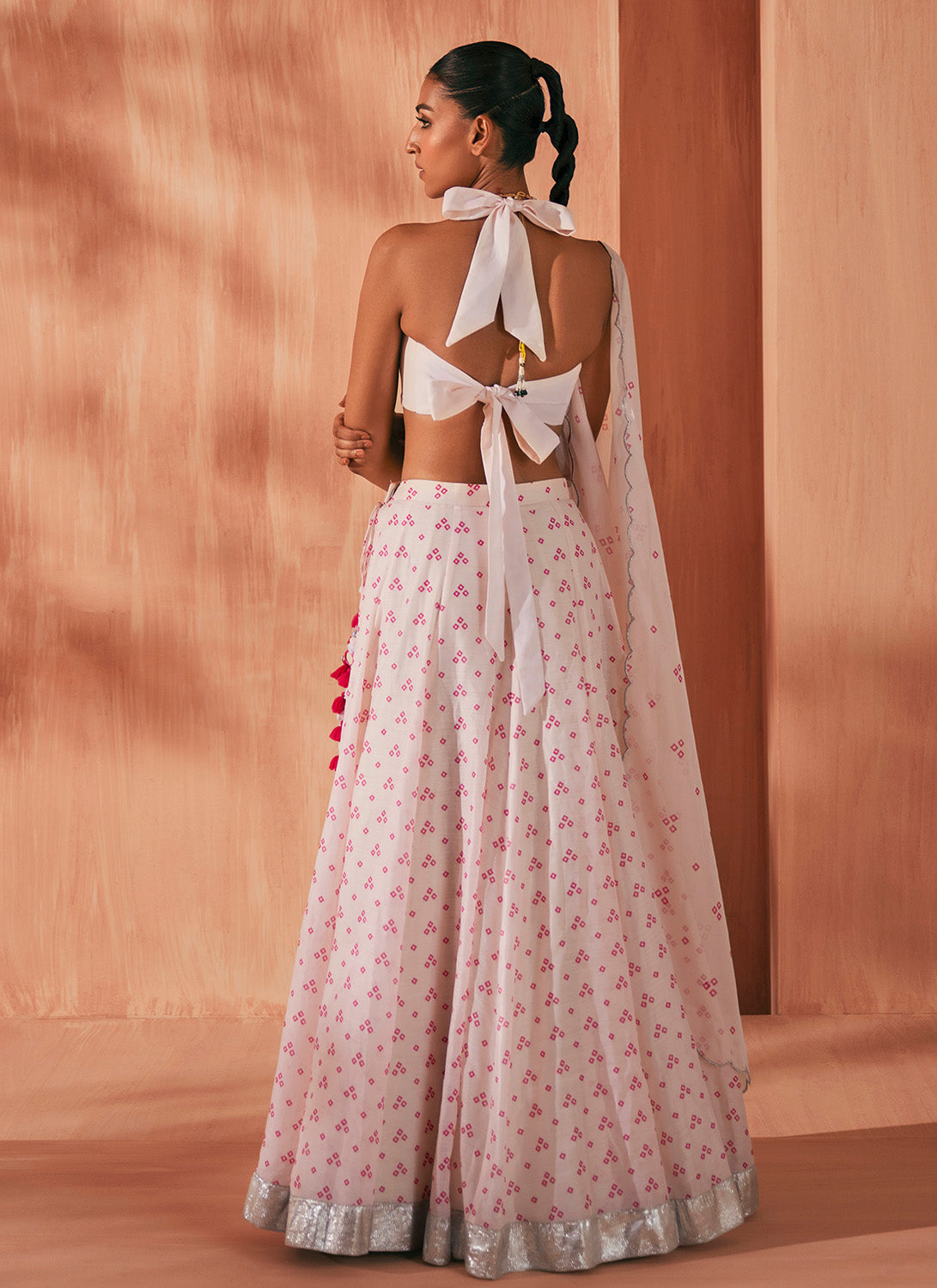 Ivory Bandhani Print Lehenga