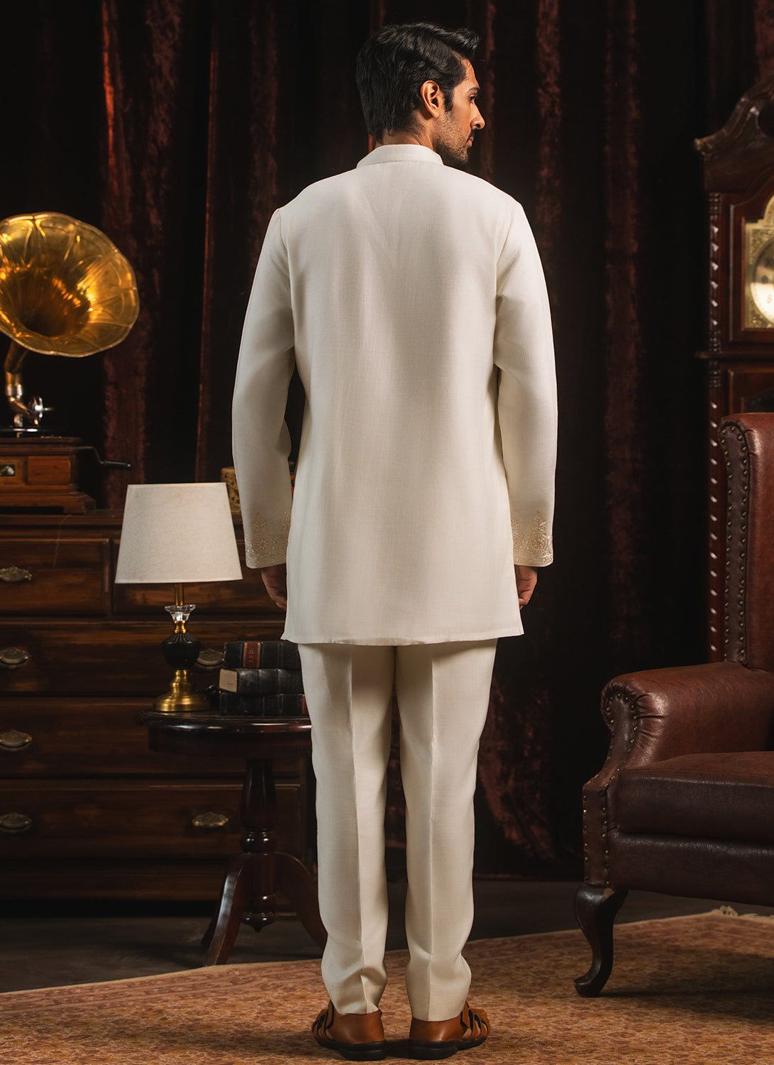 Cream Embroidered Kurta Set