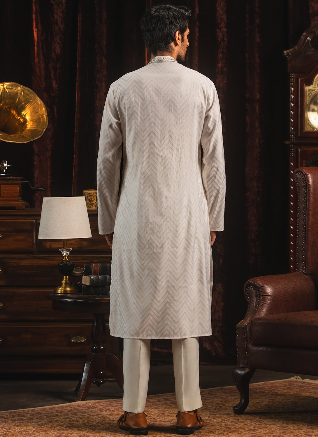 White Foil Printed Kurta Set