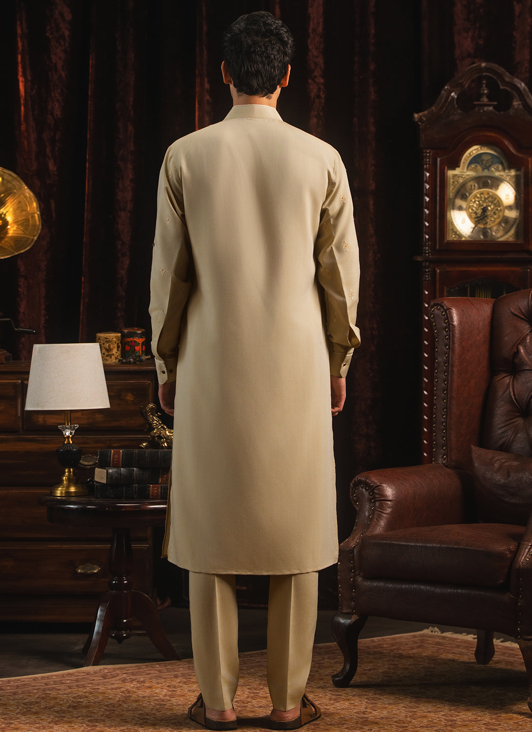 Beige Embroidered Kurta Set