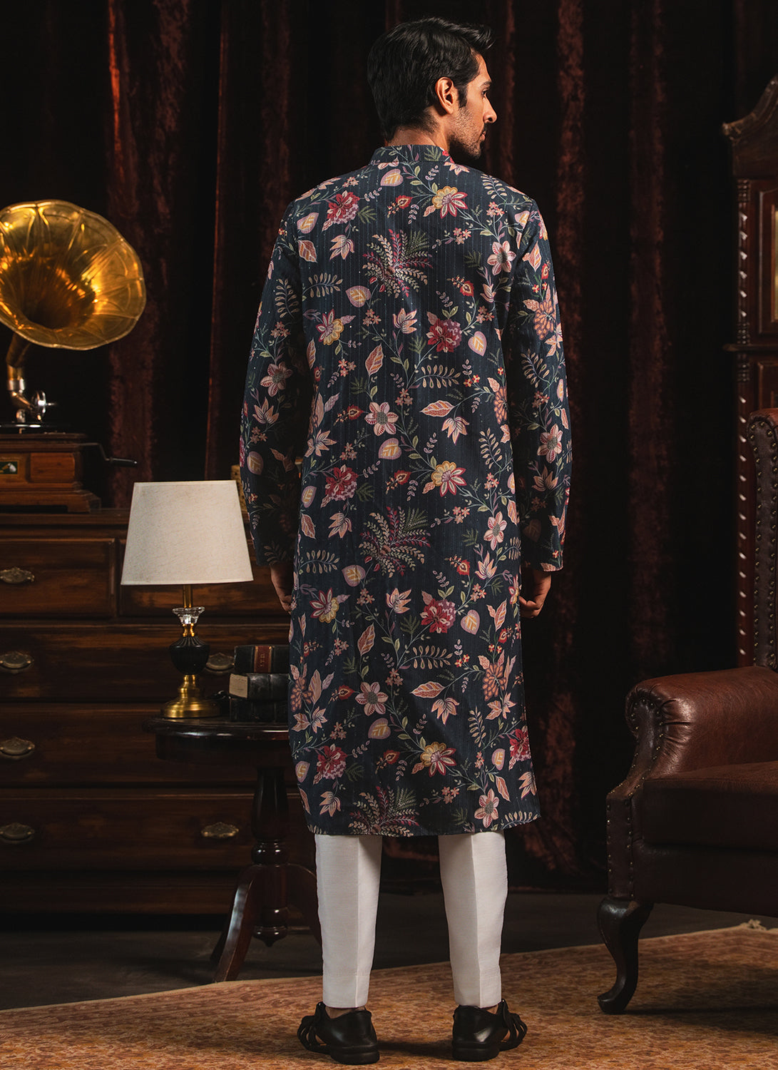 Blue Floral Printed Multicolor Kurta Set