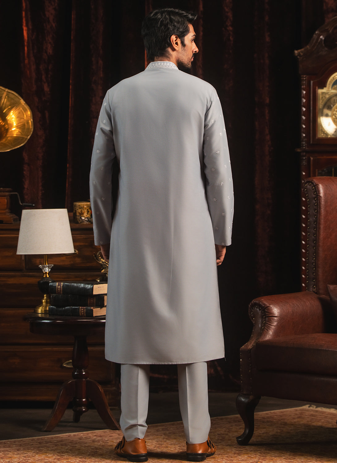 Grey Embroidered Kurta Set