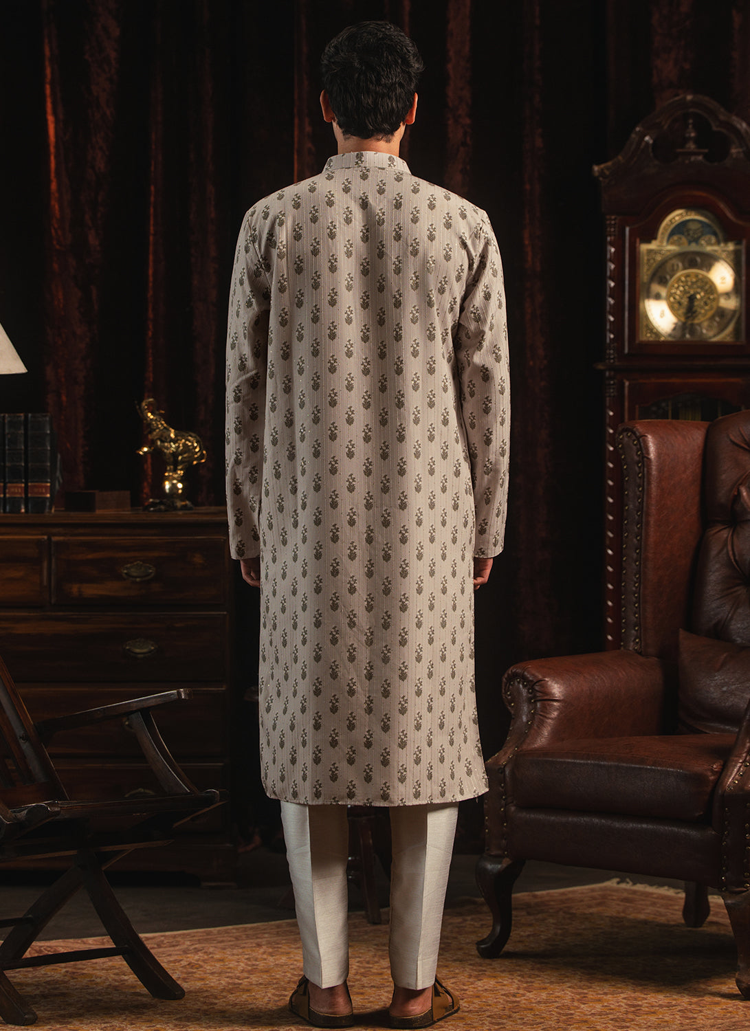 Light Grey Printed Kurta Set