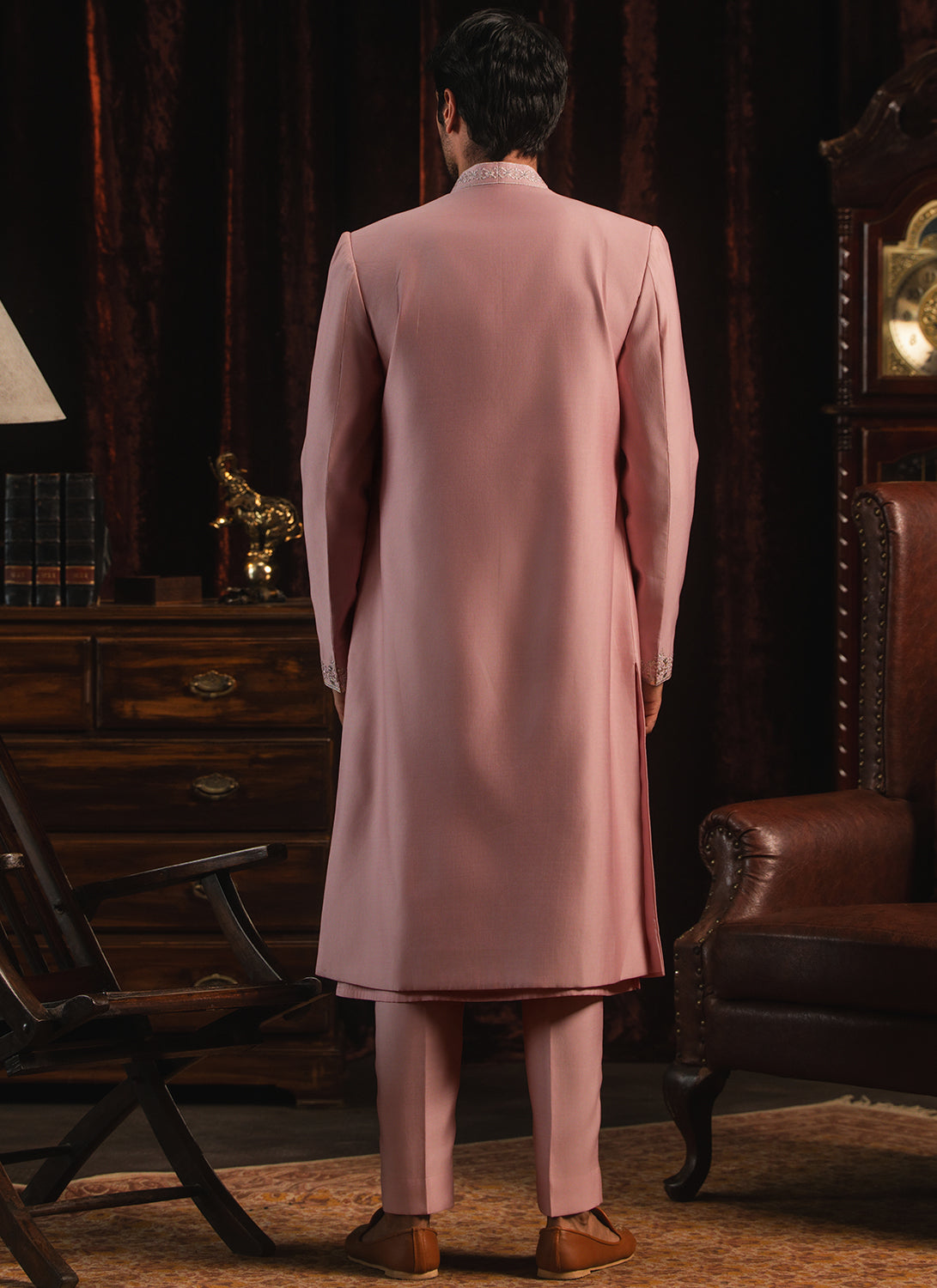 Light Pink Embroidered Sherwani Set