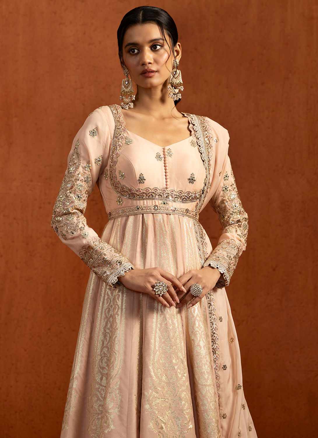 Soft Pink Embroidered Anarkali Style Sharara
