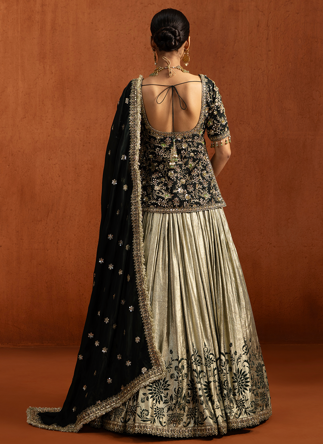 Green Embroidered Lampi Kurti Style Lehenga