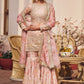 Peach Floral Embroidered Gharara Suit