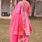 Hot Pink Embroidered Peplum Style Punjabi Suit