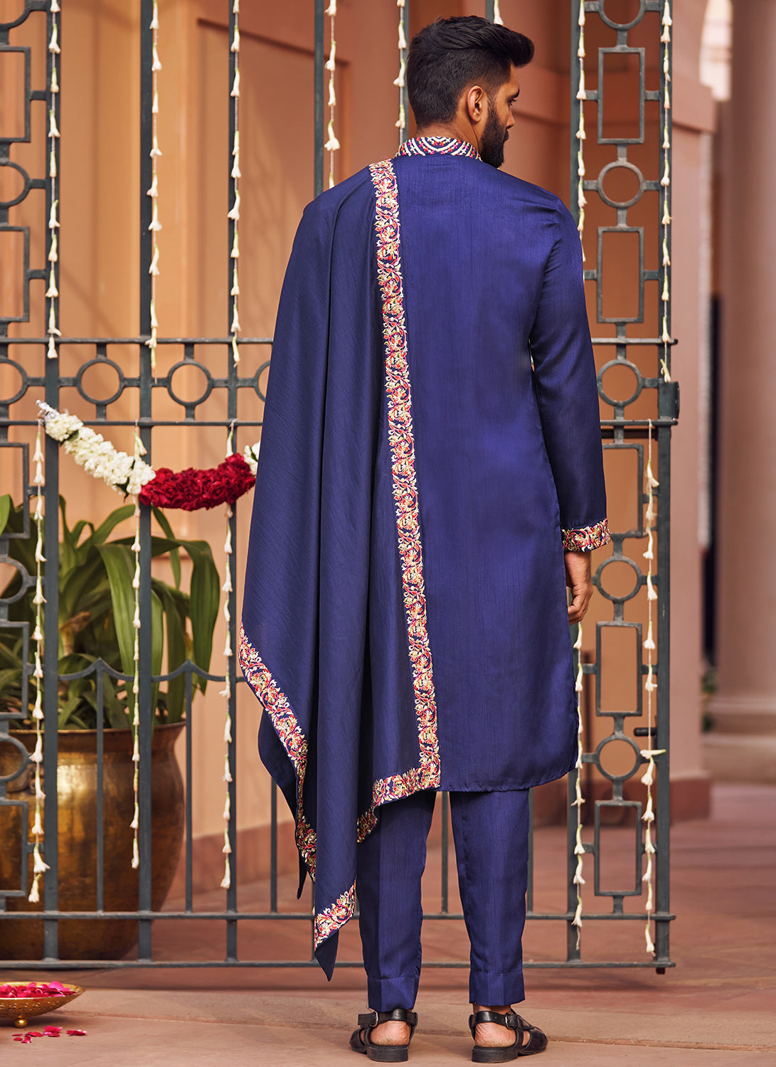 Navy Blue Embroidered Kurta Set