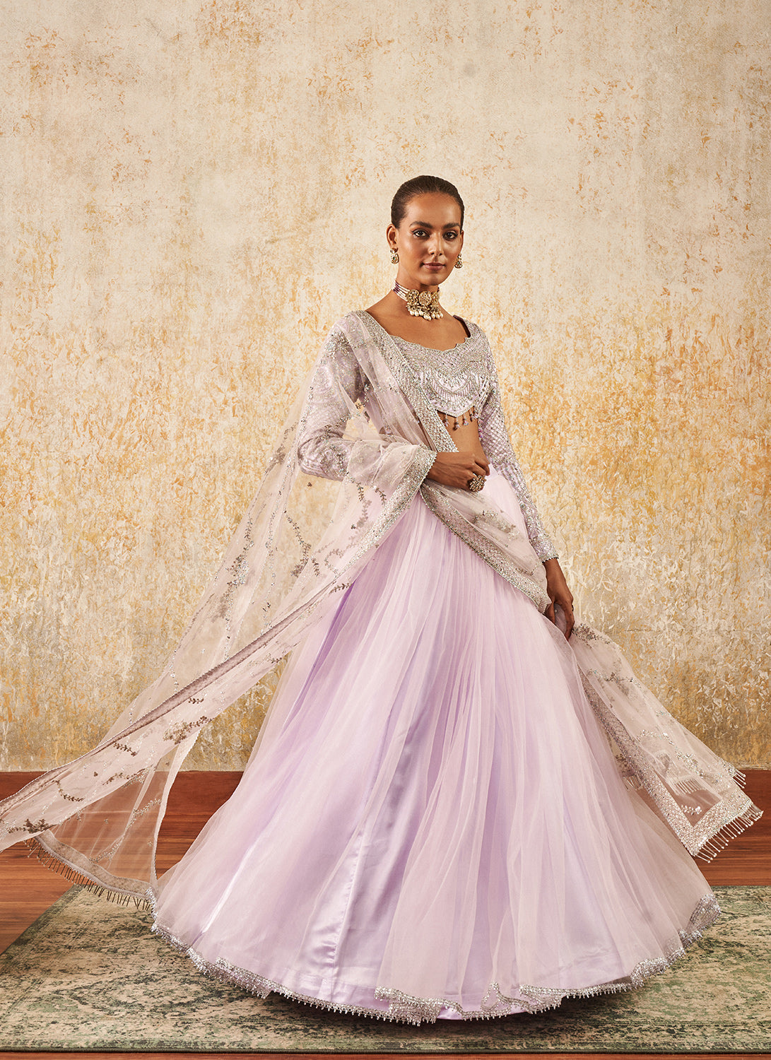 Light Purple Embroidered Lehenga