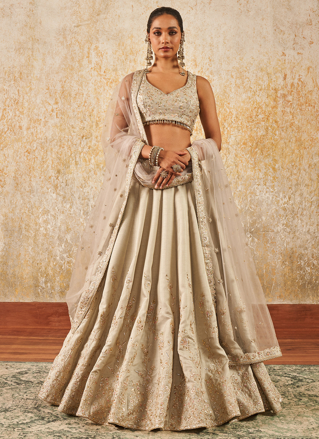 Soft Grey Embroidered Lehenga