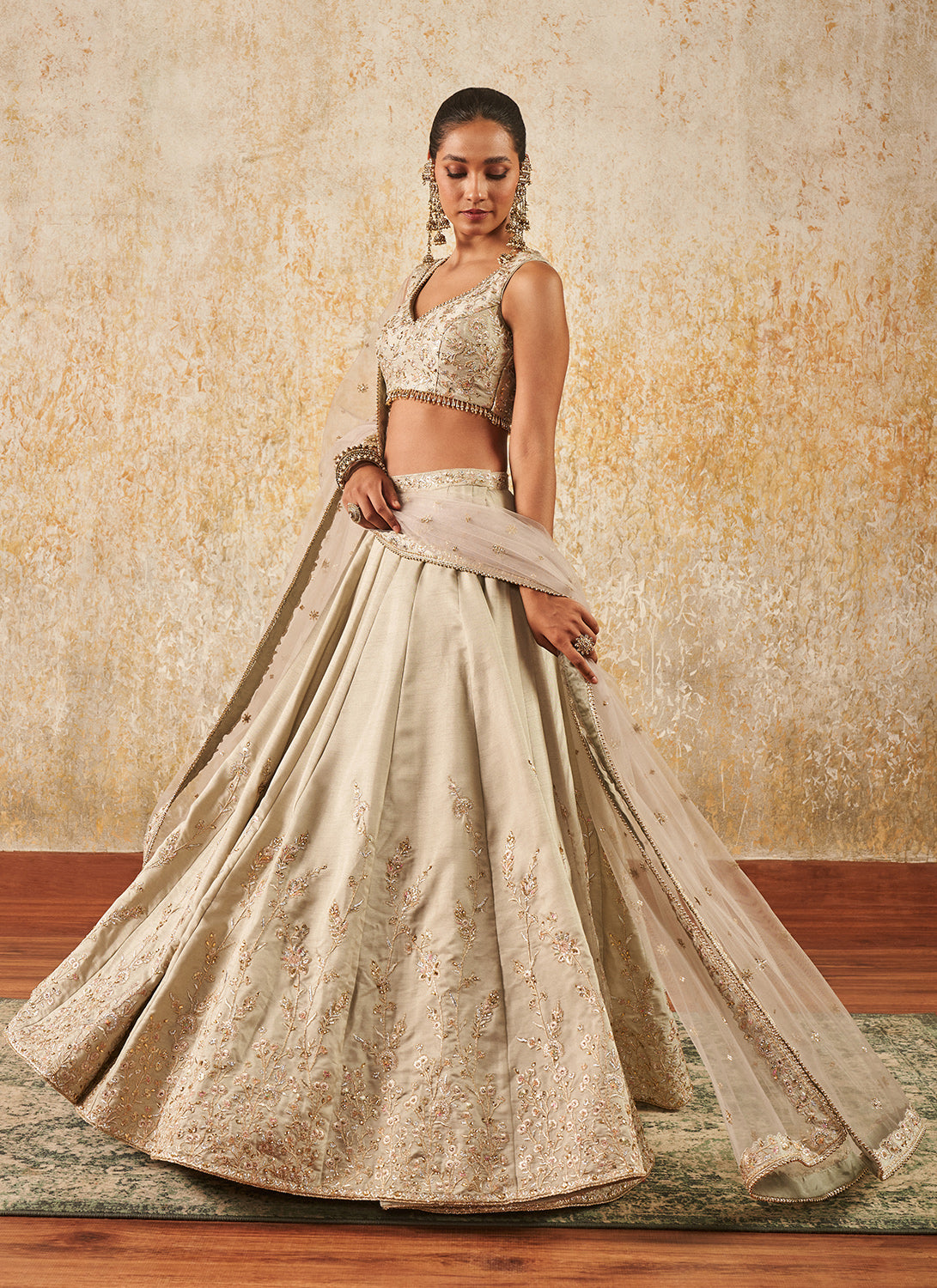 Light Grey Embroidered Lehenga