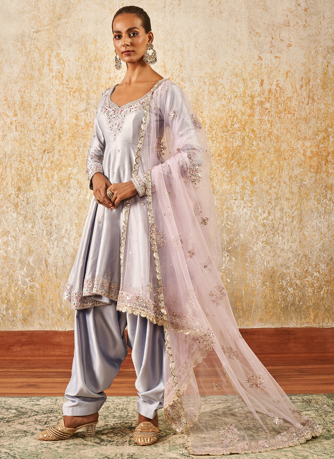 Light Purple Embroidered Patiala Suit