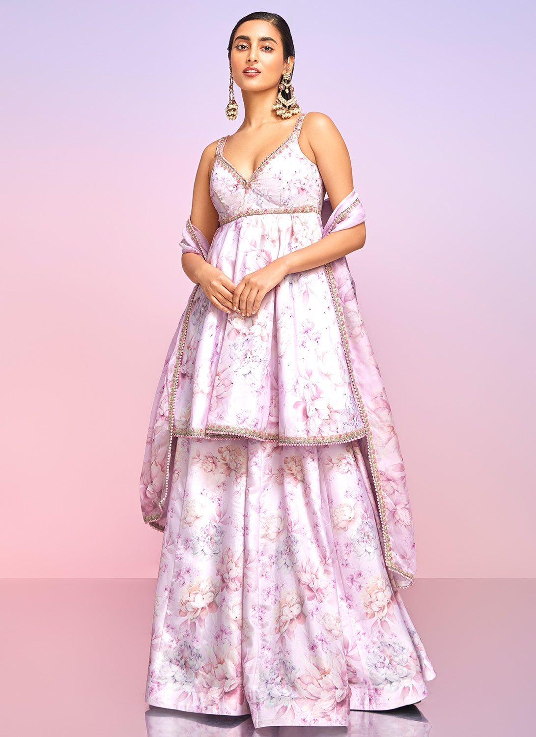 Dusty Pink Floral Embellished Sharara