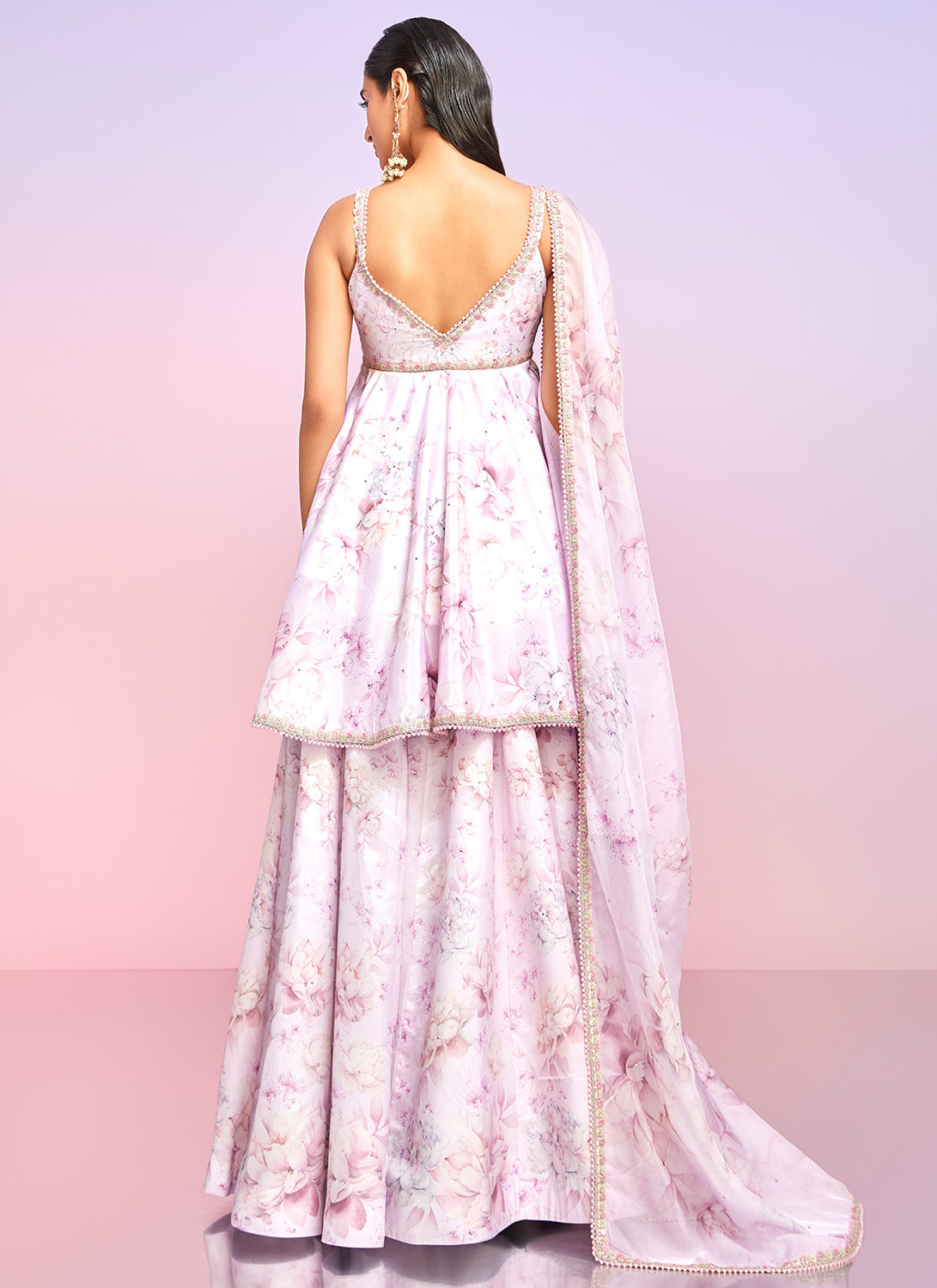 Dusty Pink Floral Embellished Sharara