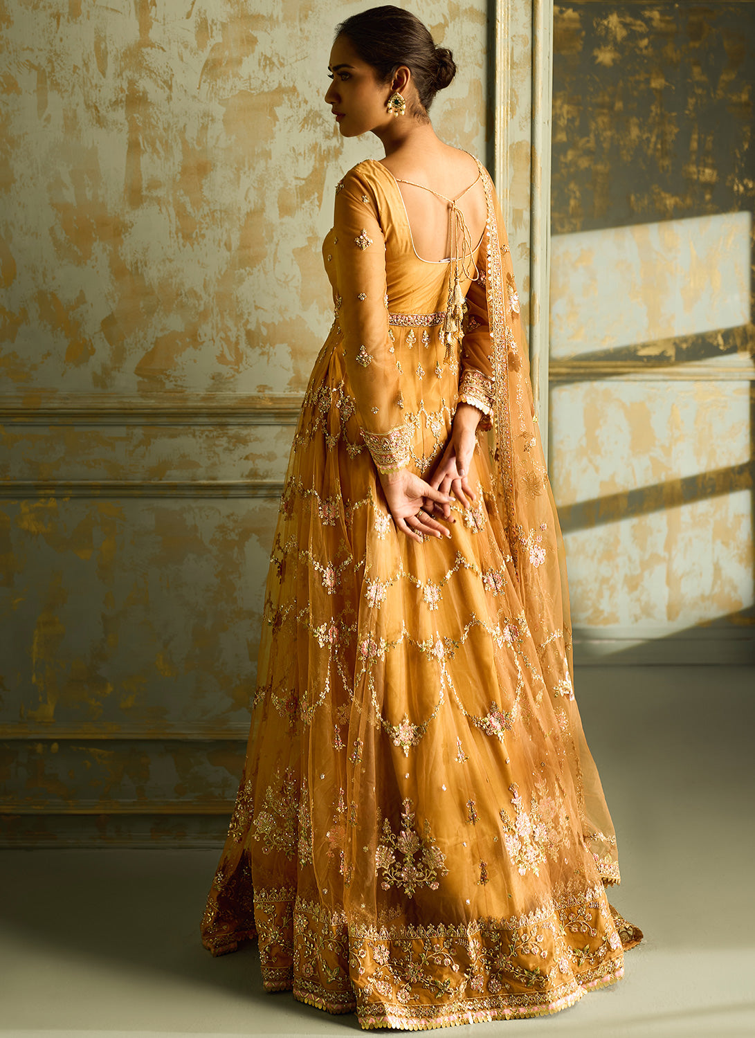 Mustard Embroidered Anarkali
