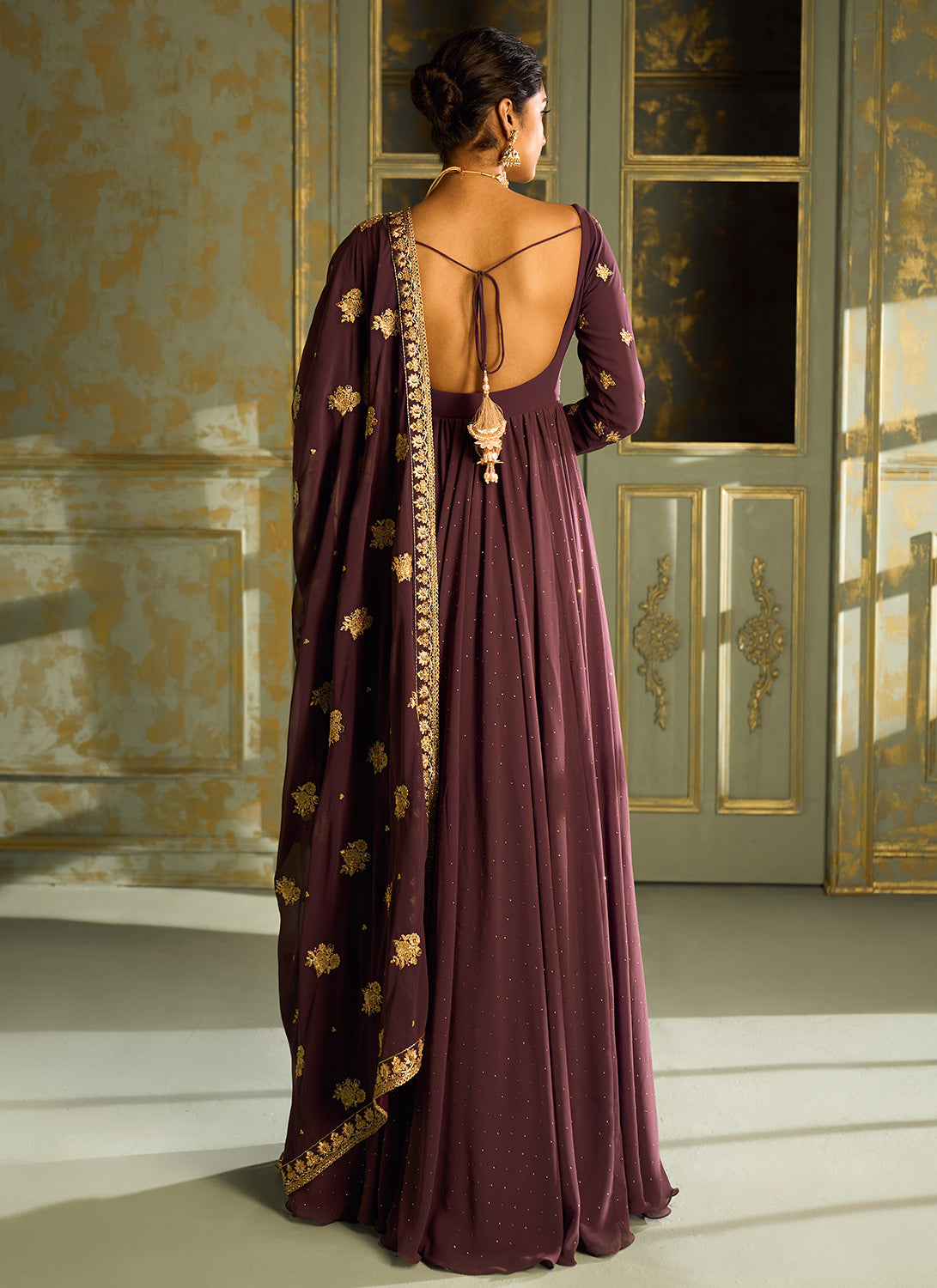 Purple and Gold Embroidered Anarkali