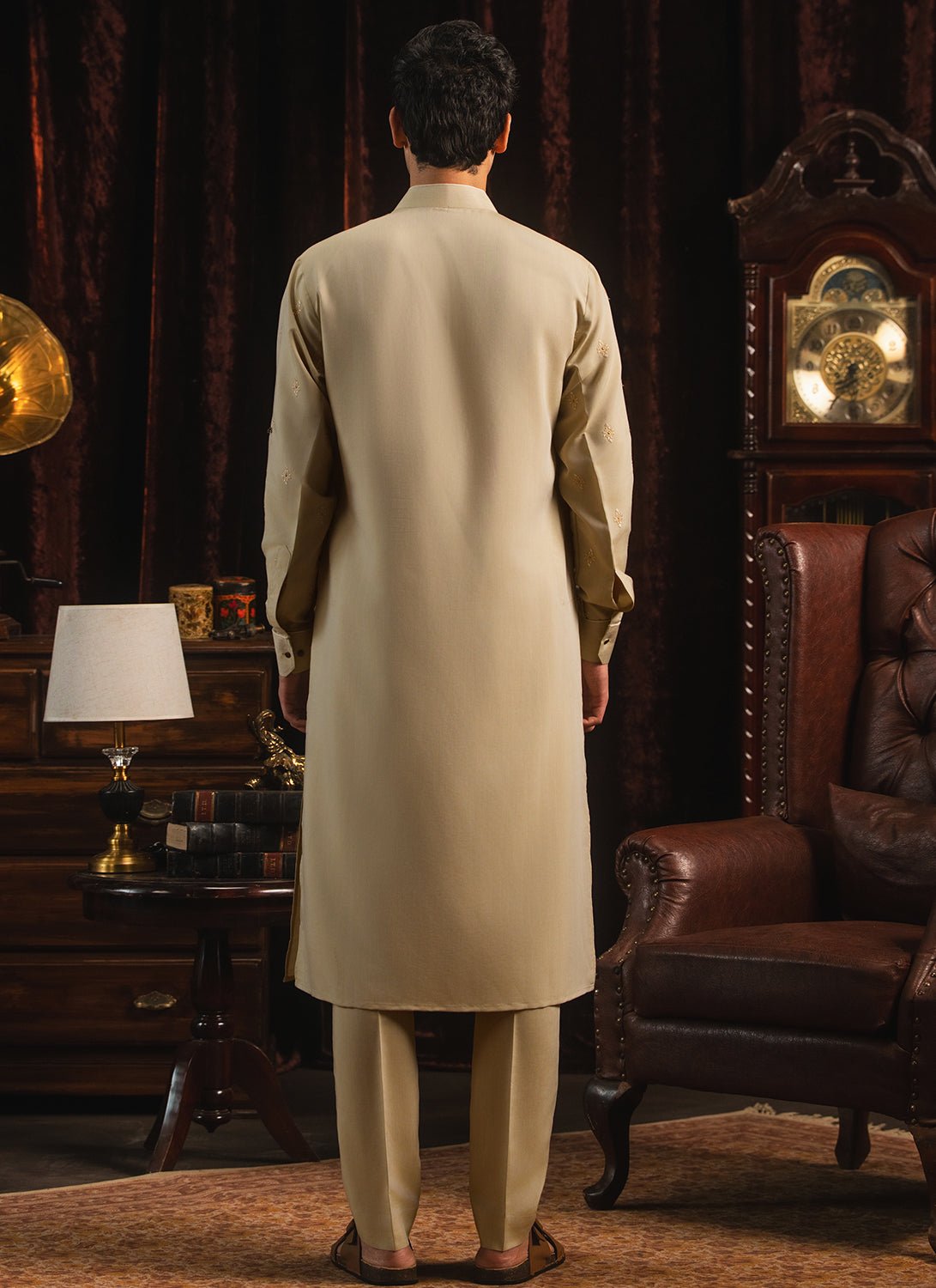 Beige Embroidered Kurta Set - Lashkaraa