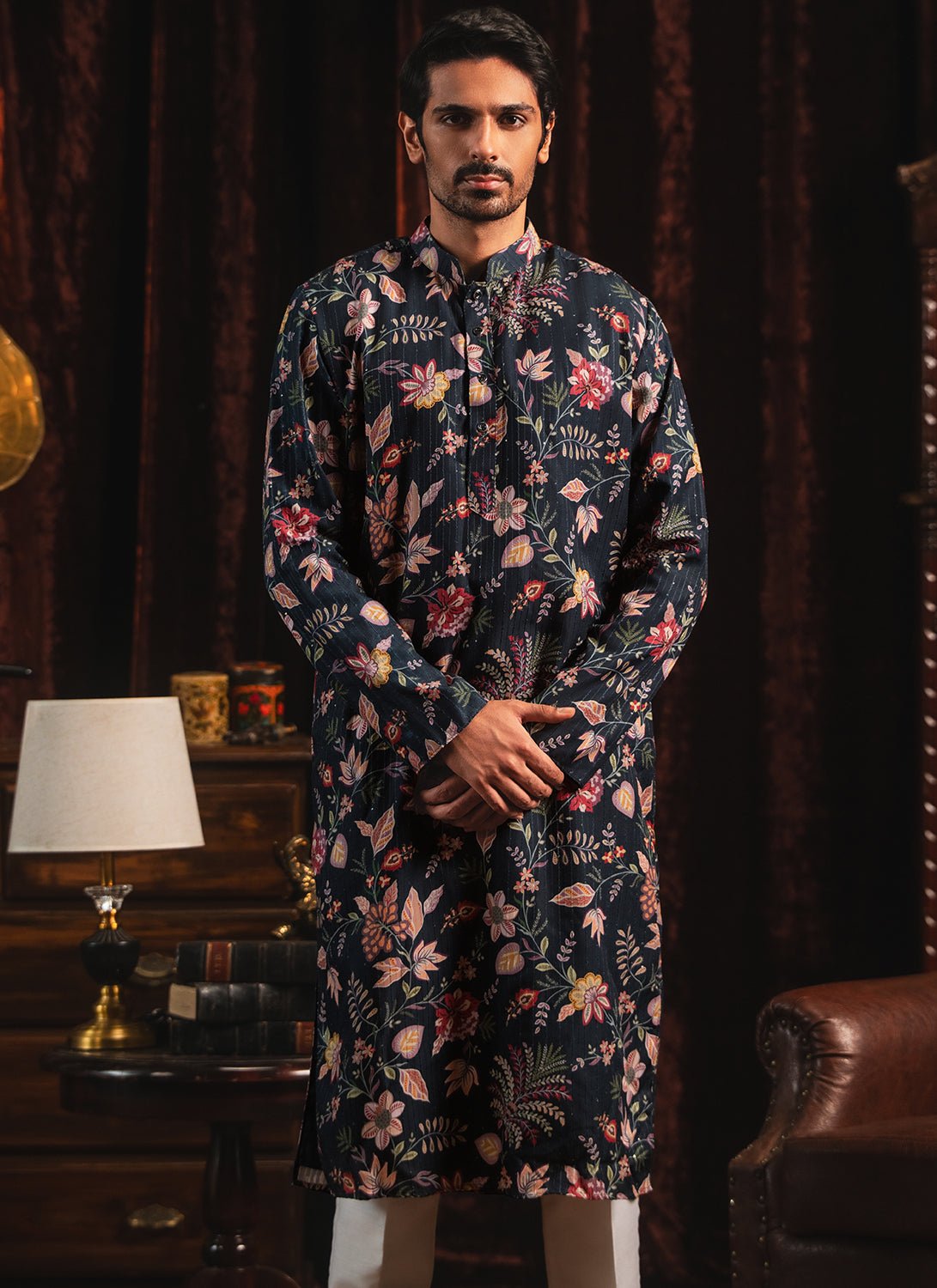 Blue Floral Printed Multicolor Kurta Set - Lashkaraa