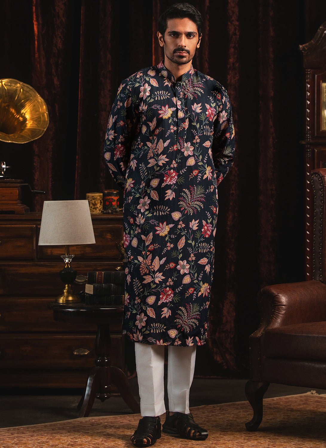 Blue Floral Printed Multicolor Kurta Set - Lashkaraa