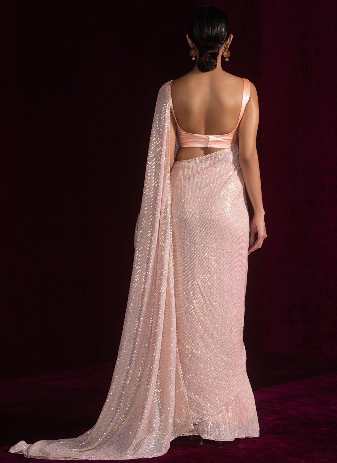 Blush Embroidered Net Saree - Lashkaraa