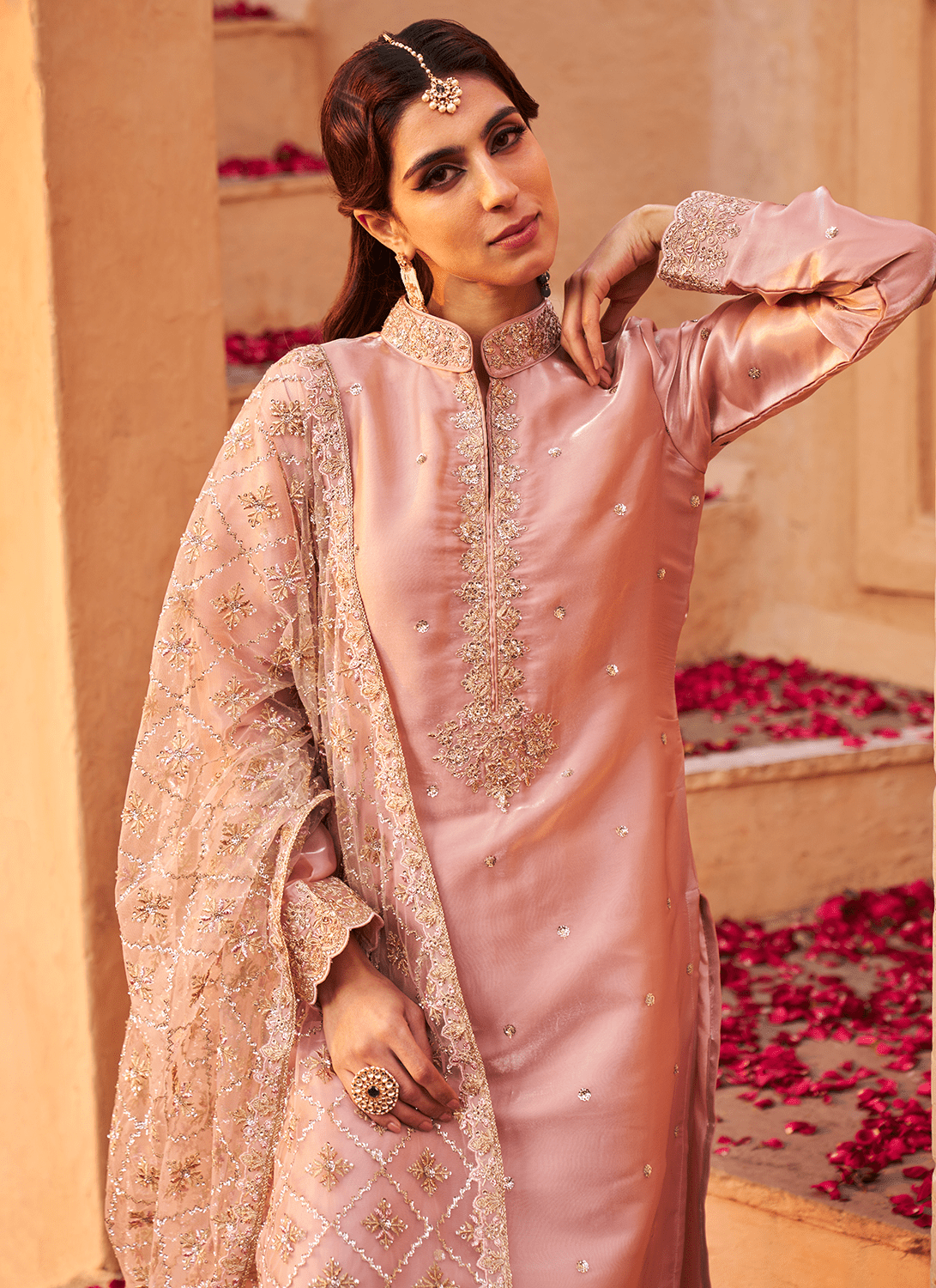 Blush Pink Embroidered Palazzo Suit - Lashkaraa