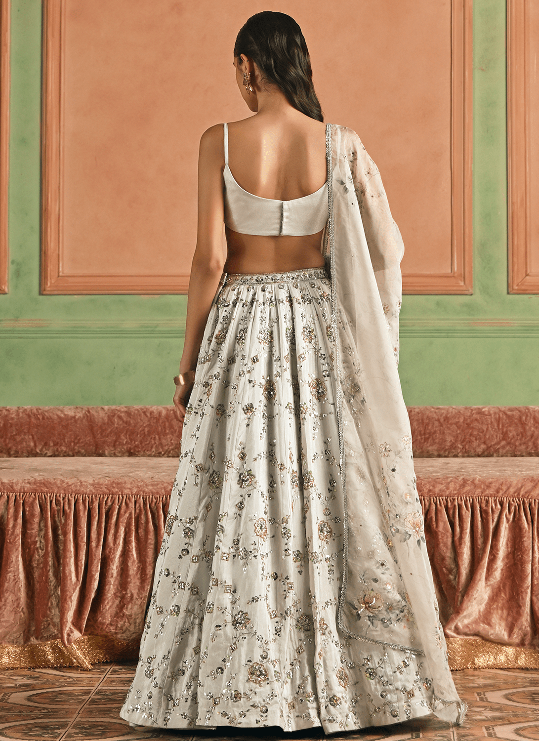 Grey Embroidered Beaded Lehenga - Lashkaraa