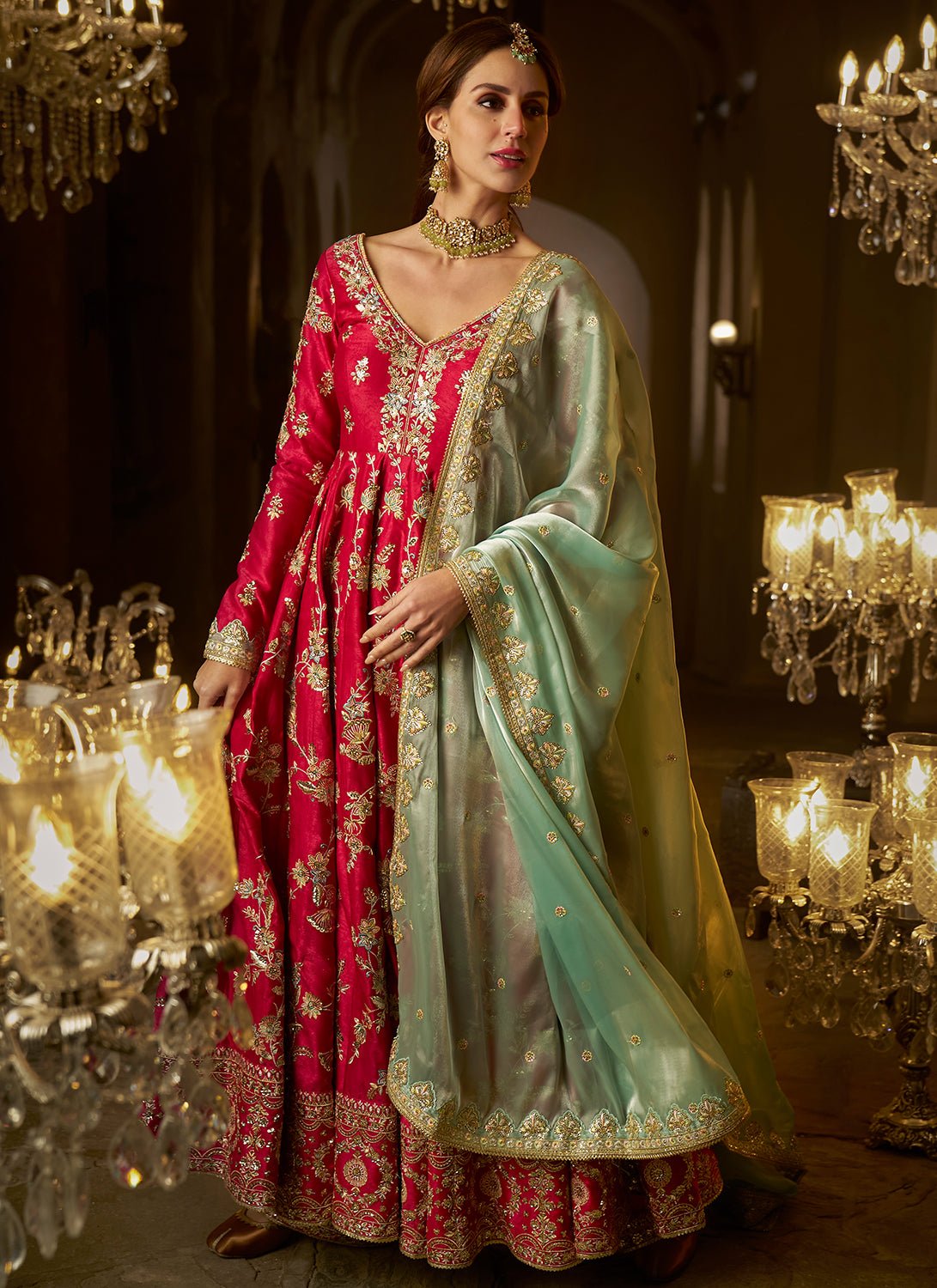 Hot Pink Embroidered Anarkali - Lashkaraa