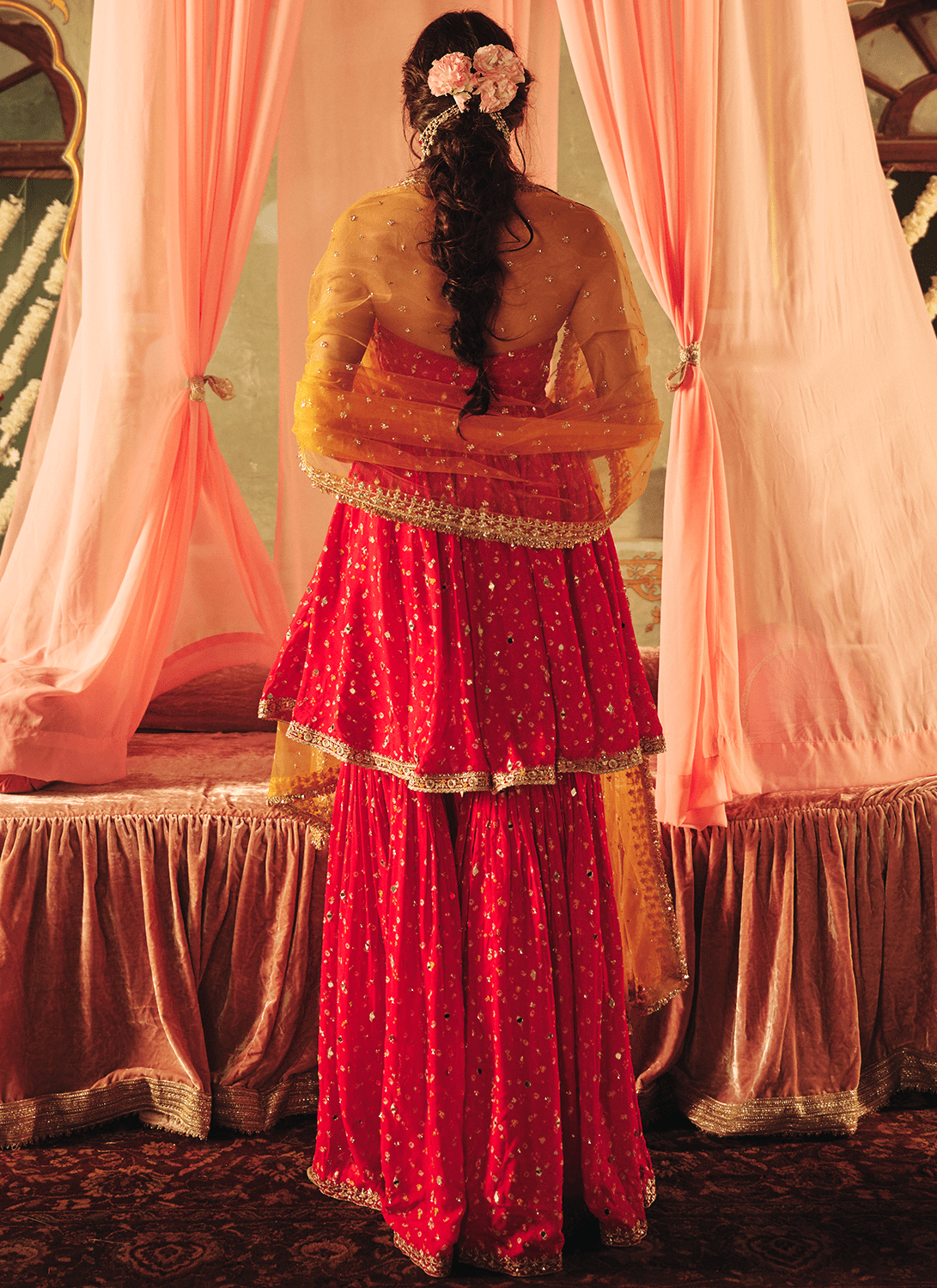 Hot Pink Embroidered Viscose Bandhani Gharara - Lashkaraa