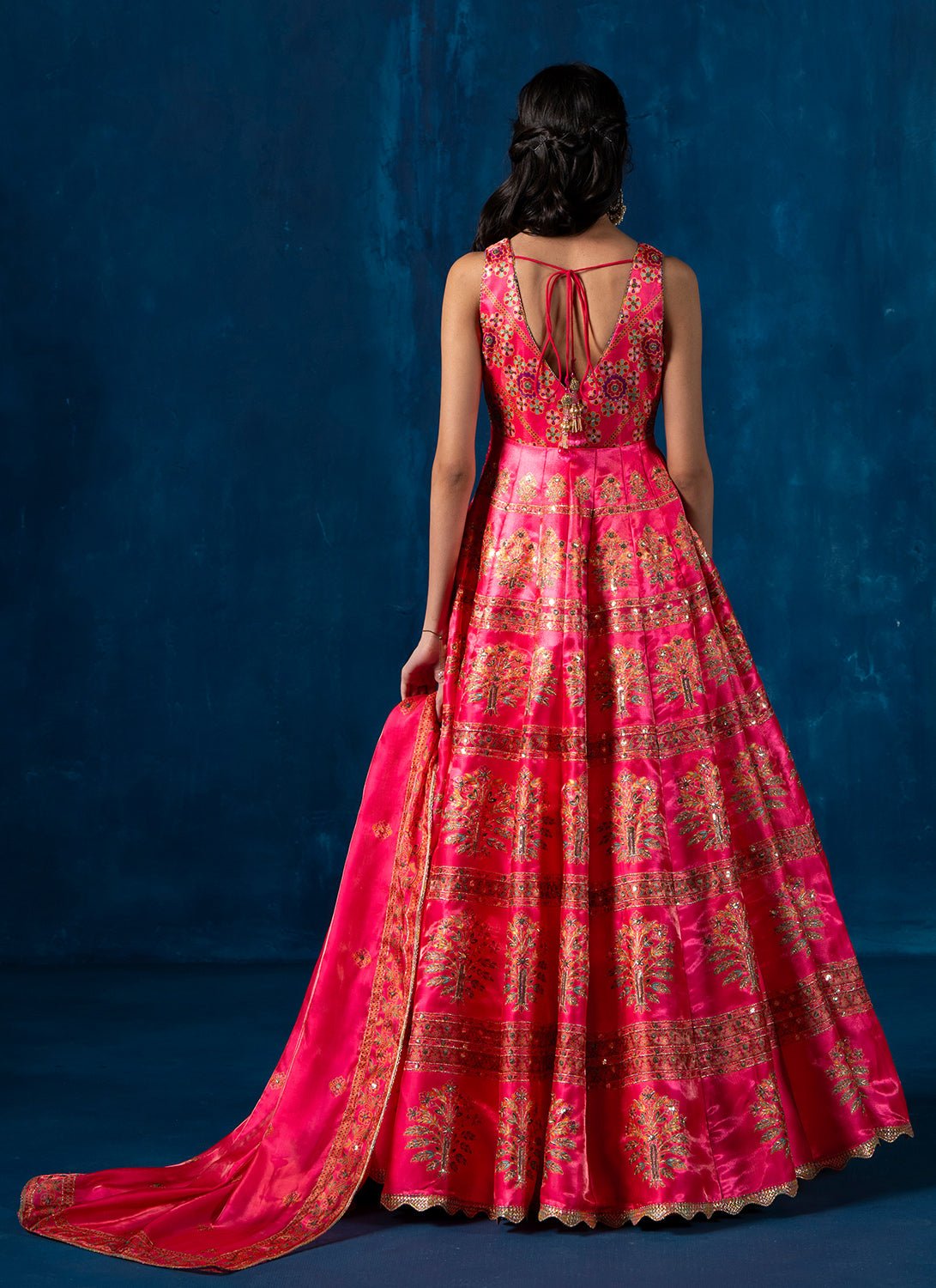 Hot Pink Multicolor Embroidered Anarkali - Lashkaraa