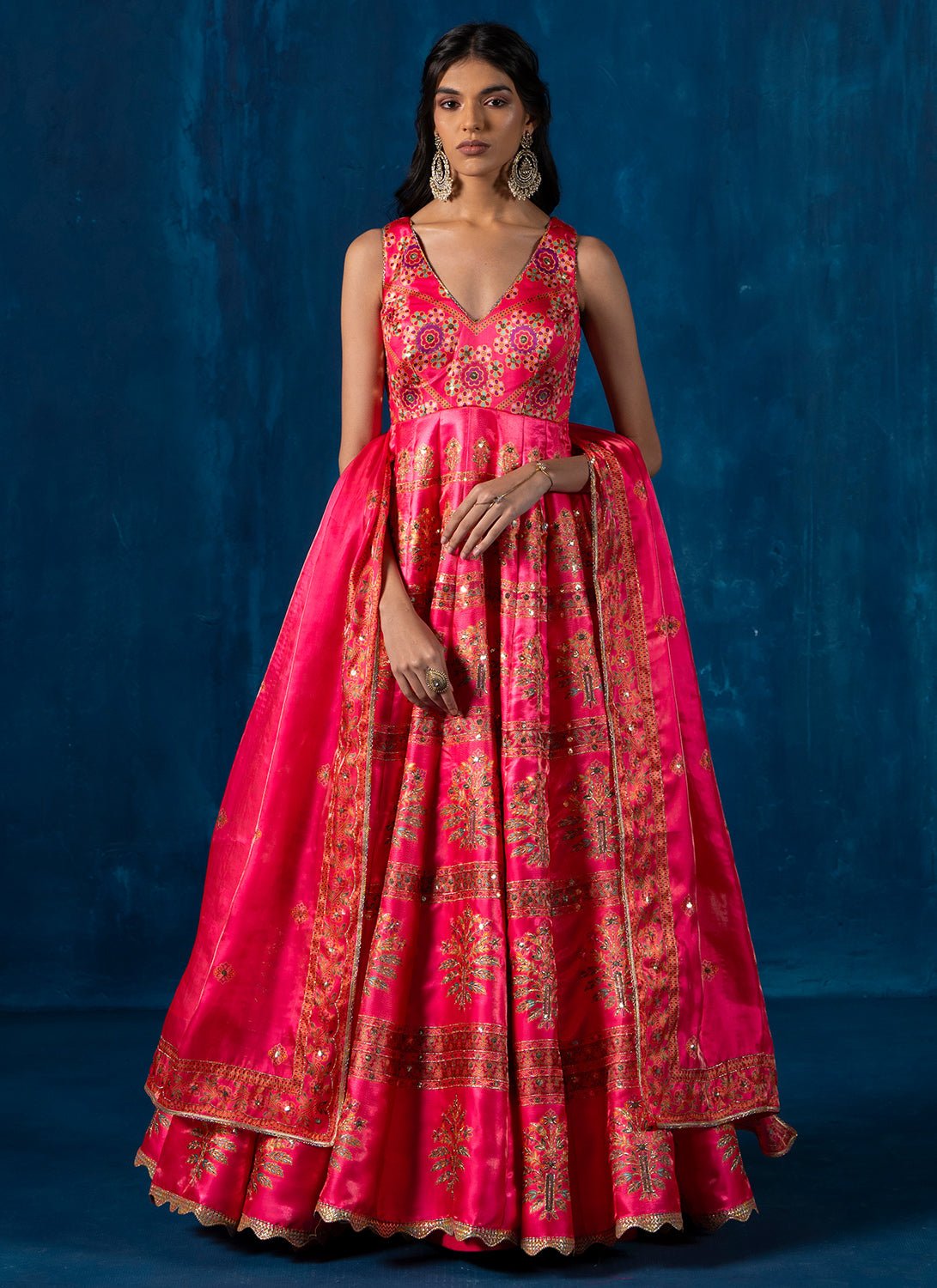 Hot Pink Multicolor Embroidered Anarkali Hot Pink Multicolor Embroidered Anarkali