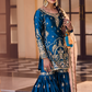 Teal and Peach Embroidered Gharara Suit