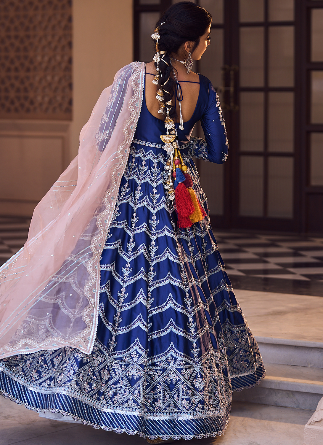 Royal Blue Embroidered Anarkali