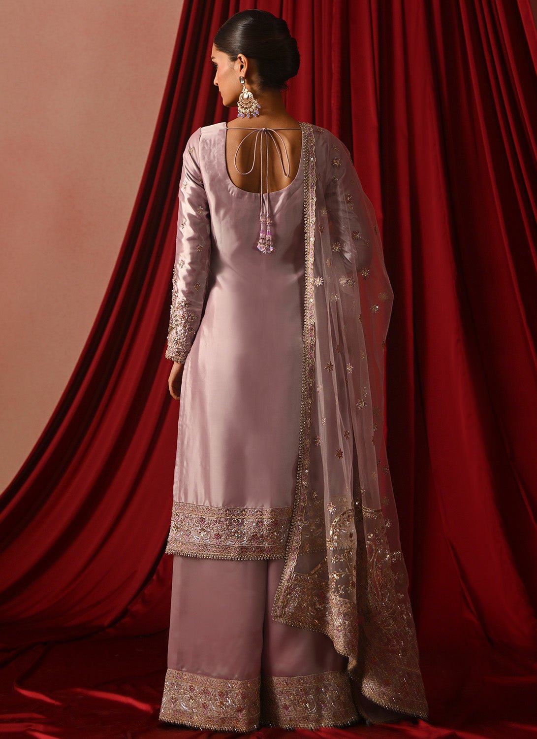 Lavender Embroidered Silk Palazzo Suit - Lashkaraa