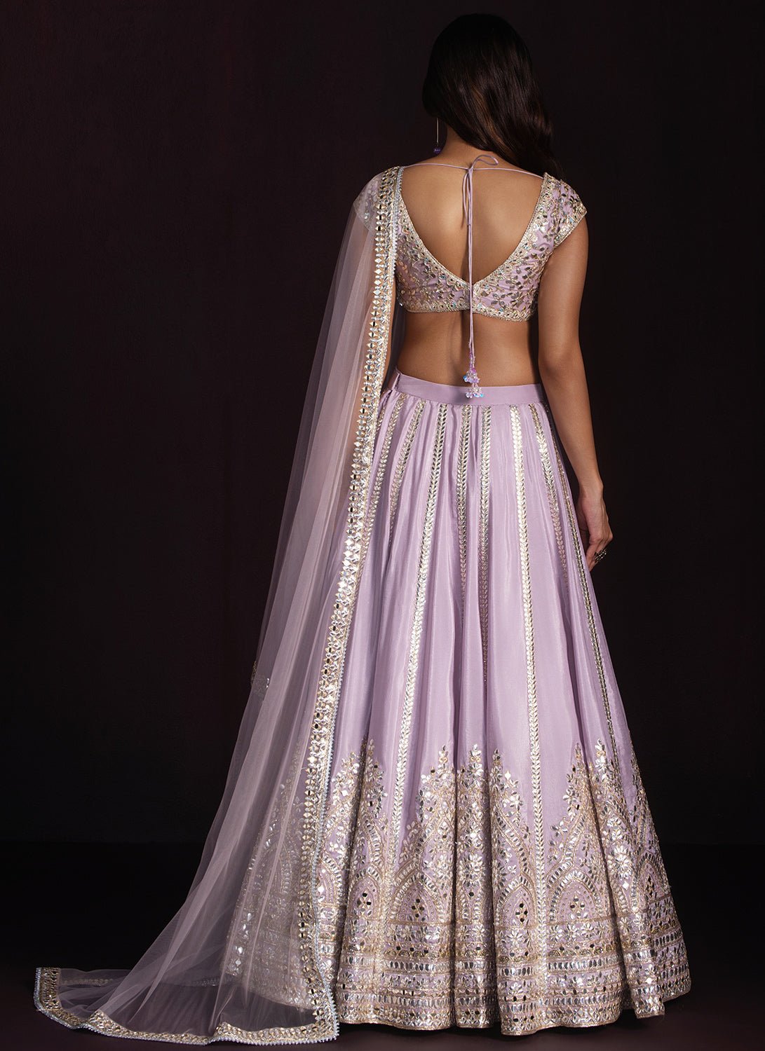 Lavender Mirror Embroidered Lehenga - Lashkaraa