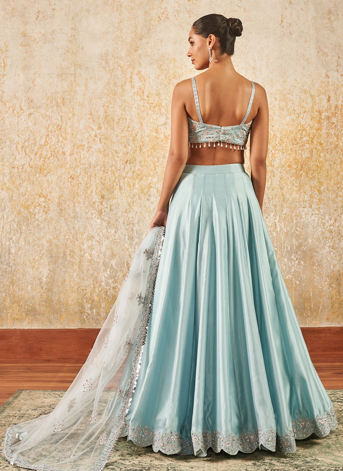 Light Blue Embroidered Lehenga - Lashkaraa