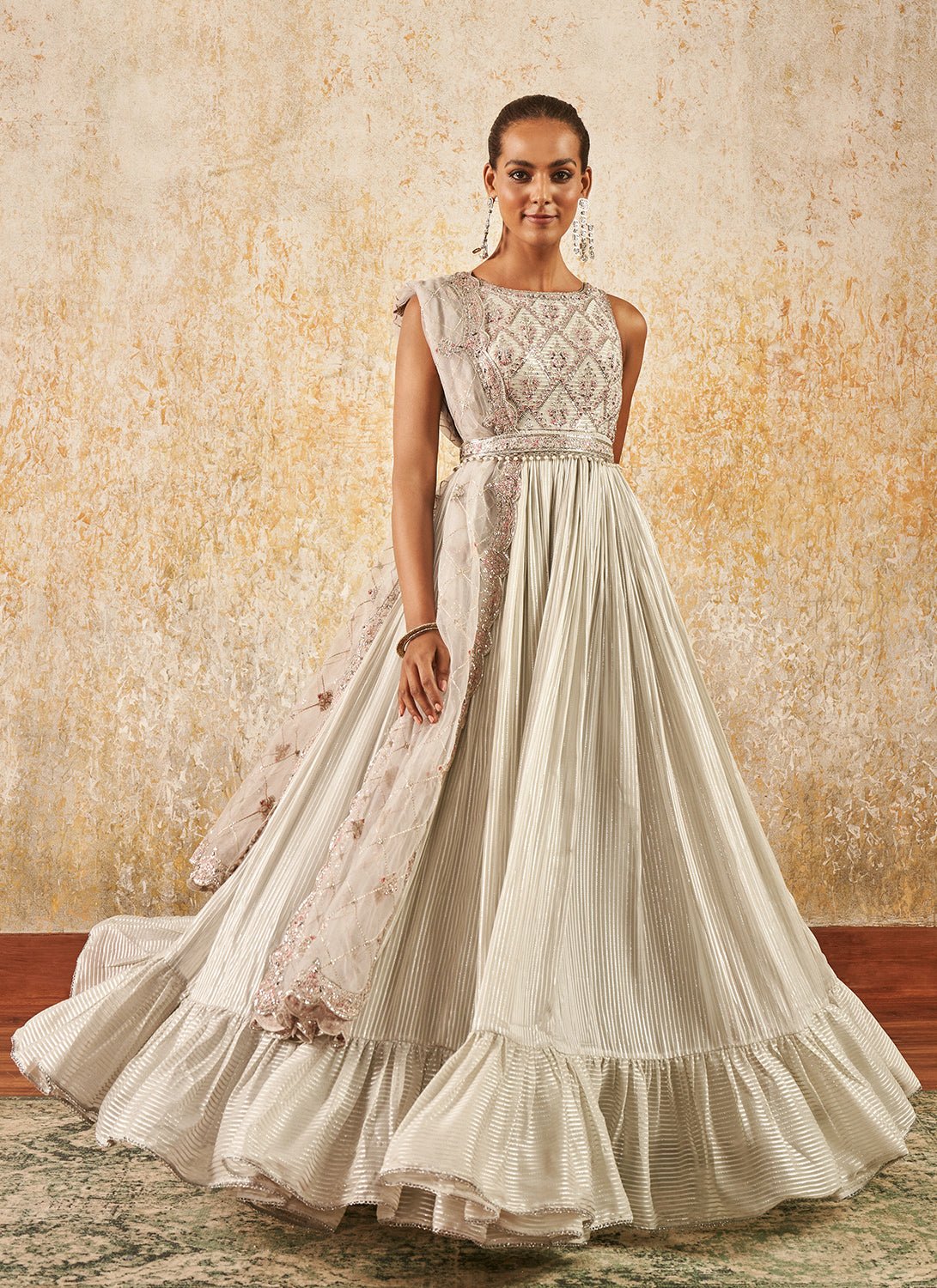 Light Dusty Mint Embroidered Anarkali - Lashkaraa