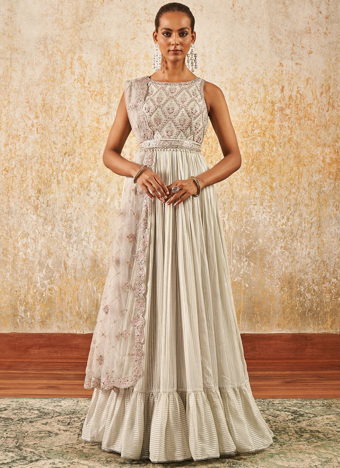 Light Dusty Mint Embroidered Anarkali - Lashkaraa