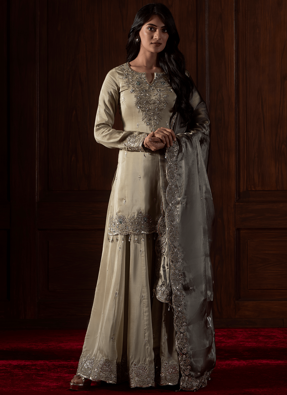 long sleeve sharara dress Long Sleeves Floral Printed Anarkali Kurta with Sharara For Women, Palazzo Kurti Set, Coord Set, Indo Western Outfit, Sharara Suit Kurti Set