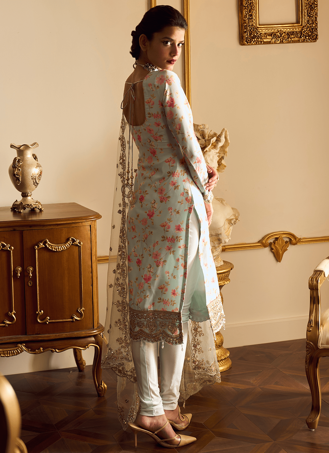 Light Mint Floral Straight Suit - Lashkaraa